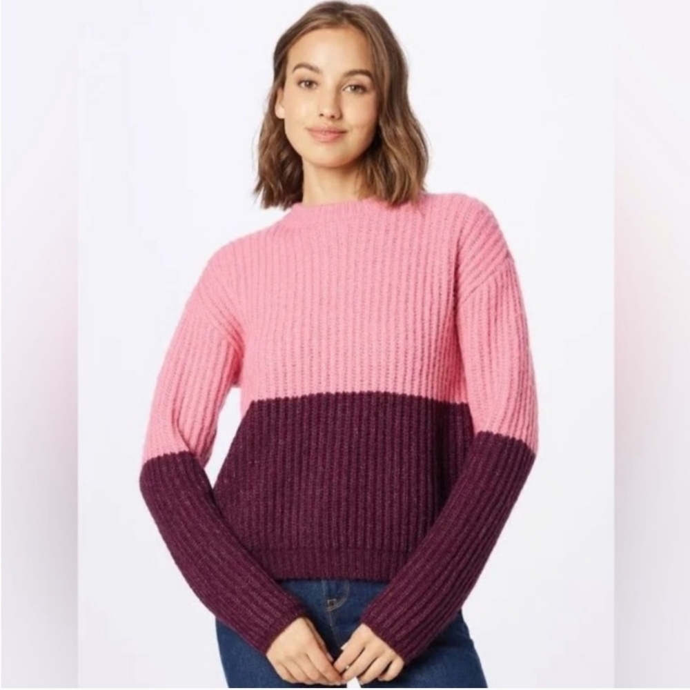 SCOTCH & SODA Colorblock Alpaca Wool Blend Chunky Sweater Pink